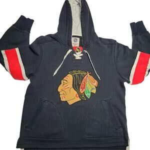 CCM Chicago Blackhawks Hoodie Sweatshirt Men’s Medium Black NHL Distressed